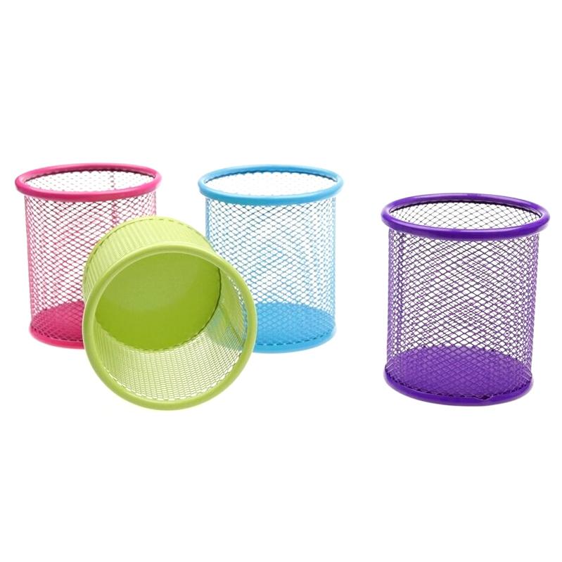 Metal Mesh Stationery Pen Holder 9.8 x 9 cm Assorted Colours 0014