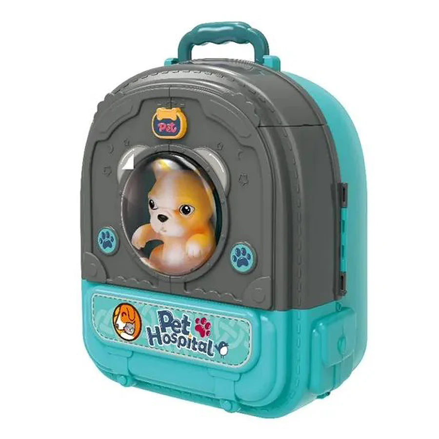 Pet Hospital Backpack With Doggy Figure & Accessories Playset - Blue