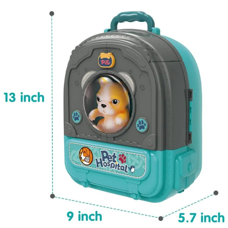 Pet Hospital Backpack With Doggy Figure & Accessories Playset - Blue