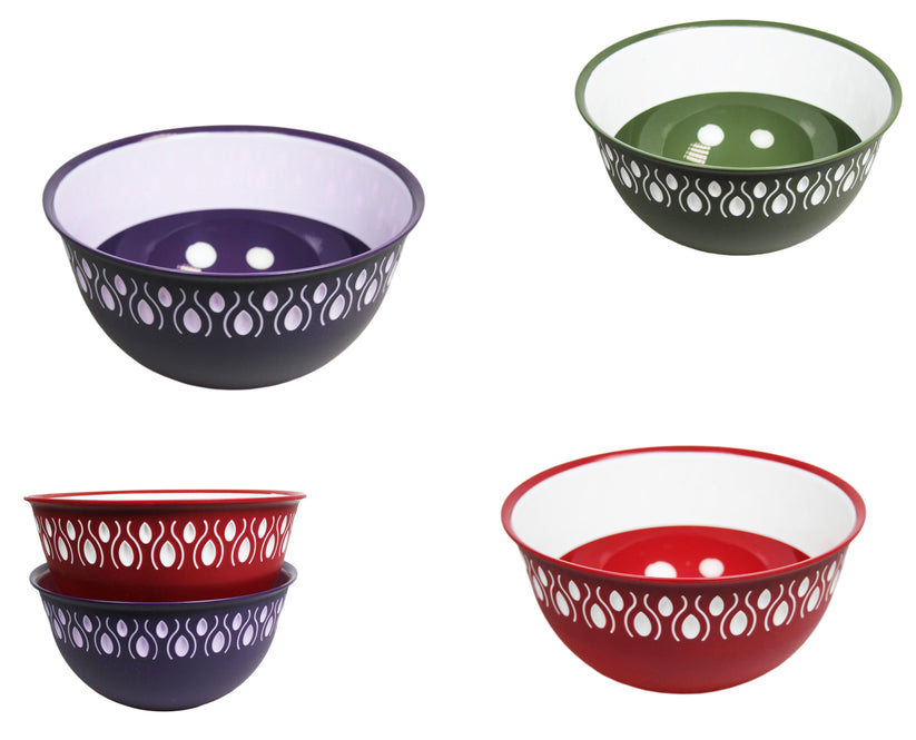Kitchen Food Bowl with Pattern Design Plastic 16cm x 18cm Assorted Colours BNM0230