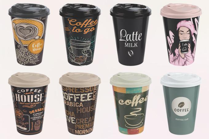 Hobby Plastic Reusable Travel Coffee Cups 450ml Assorted Designs 031273