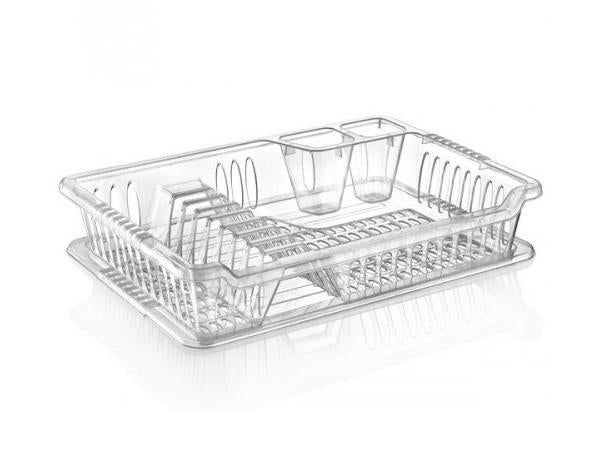 Kitchen Hobby Small Clear Plastic Dish Drainer With Tray 29 x 40 x 8.5cm 041097  A