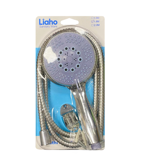 Bathroom Shower Head with 1.8M Flexible Shower Hose Pipe Set Assorted Colours 0556