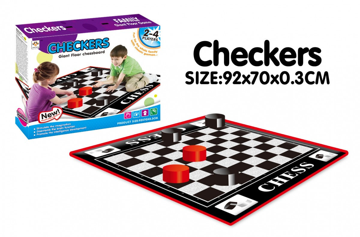 Checkers Giant Floor Chessboard Game 92X70X0.3Cm