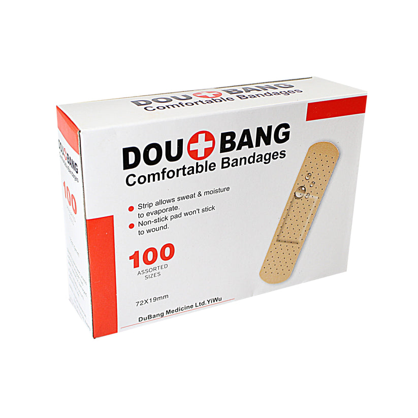 100 Piece Assorted Comfortable Bandages Different Sizes Moisture Control 9669