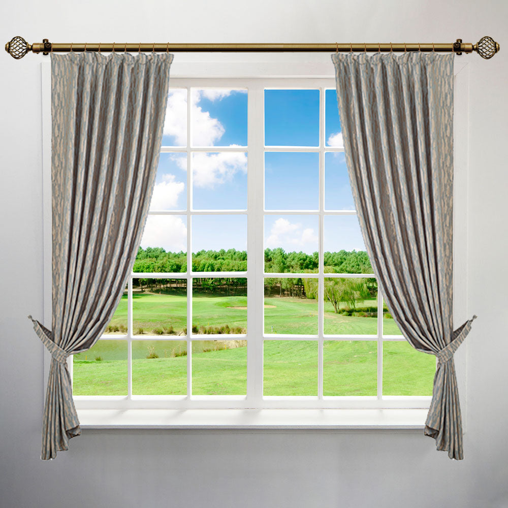 Extendable Curtain Pole with Round Cage Finials Brass 16 Rings 1-2m 10753 A