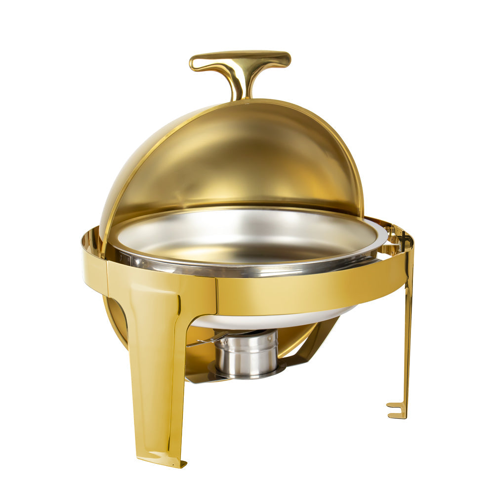 SQ Professional Banquet Chafing Dish with Roll Top Round Gold 6.5L 10855
