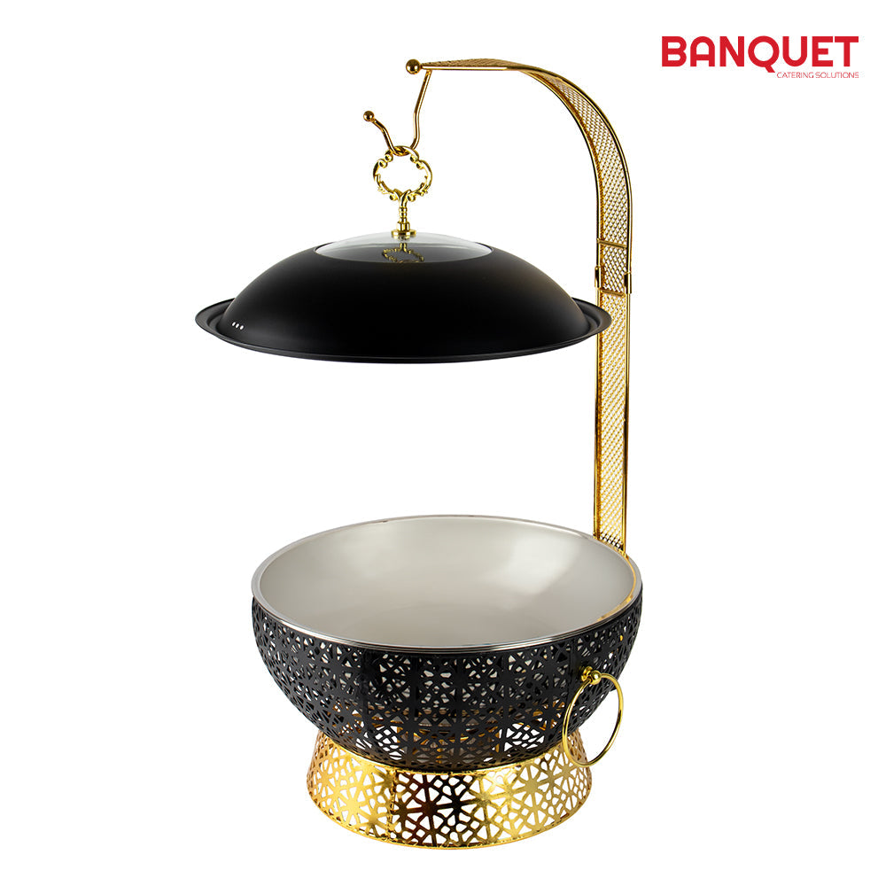 SQ Professional Banquet Ornate Chafing Dish with Lid Black Gold 8L 10877 A