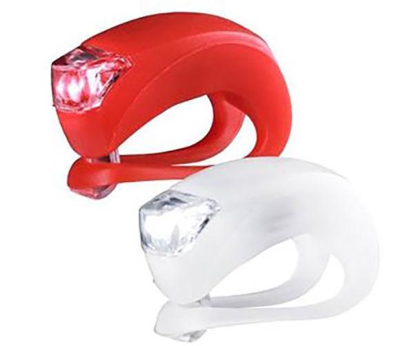 2 LED Light Set Silicone Bike Lights Flexible Waterproof Red / White 3410 A