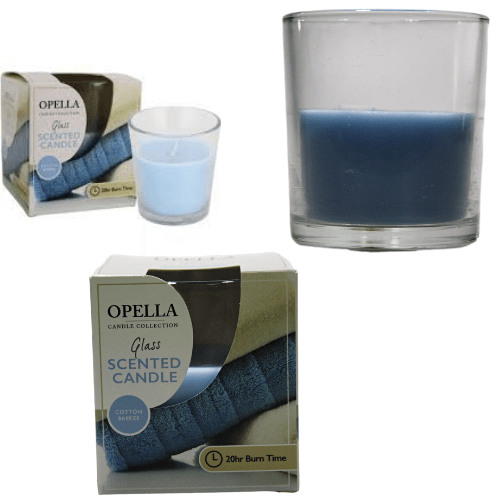 Opella Scented Candle In Glass Jar Cotton Breeze Fragrance 5 x 6.5 cm CDJARC