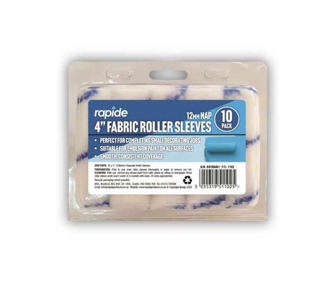 Rapide 4" Paint Roller Sleeve Refills Pack Of 10