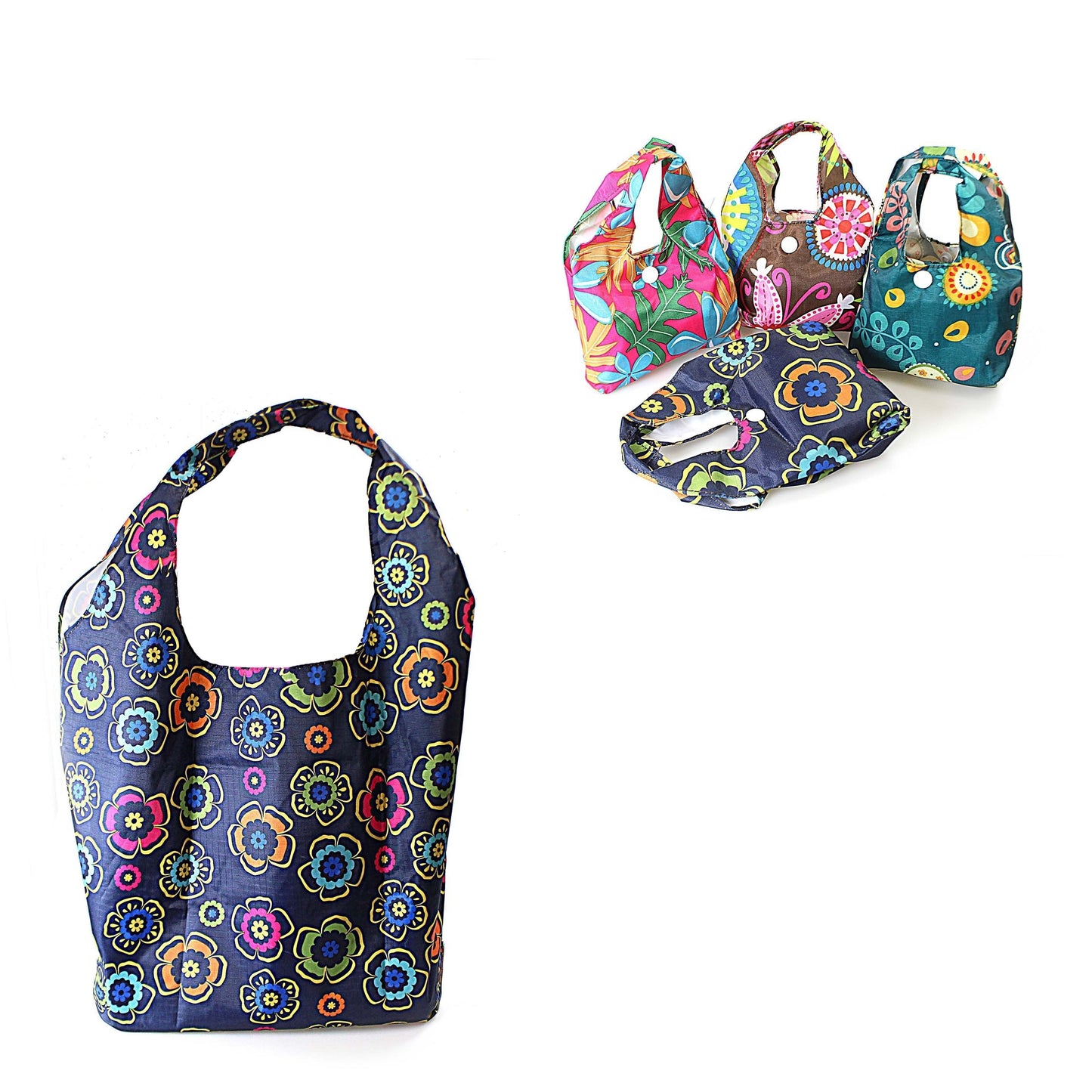 Mini Foldable Pocket Size Purse Bag In Assorted Designs 15cm 1115