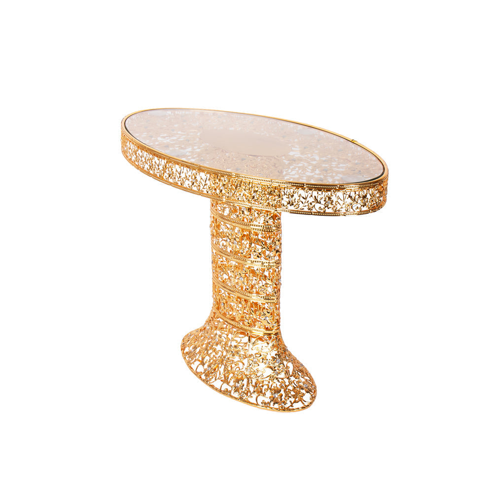 SQ Professional Durane Ornate Coffee Table Gold with Glass Top Z009S Oval 46 x 60 x 34 cm 11236