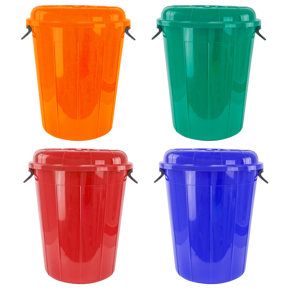 Plastic Eco Storage Drum Bin Bucket with 2 Side Handles 80L Assorted Colours 11596