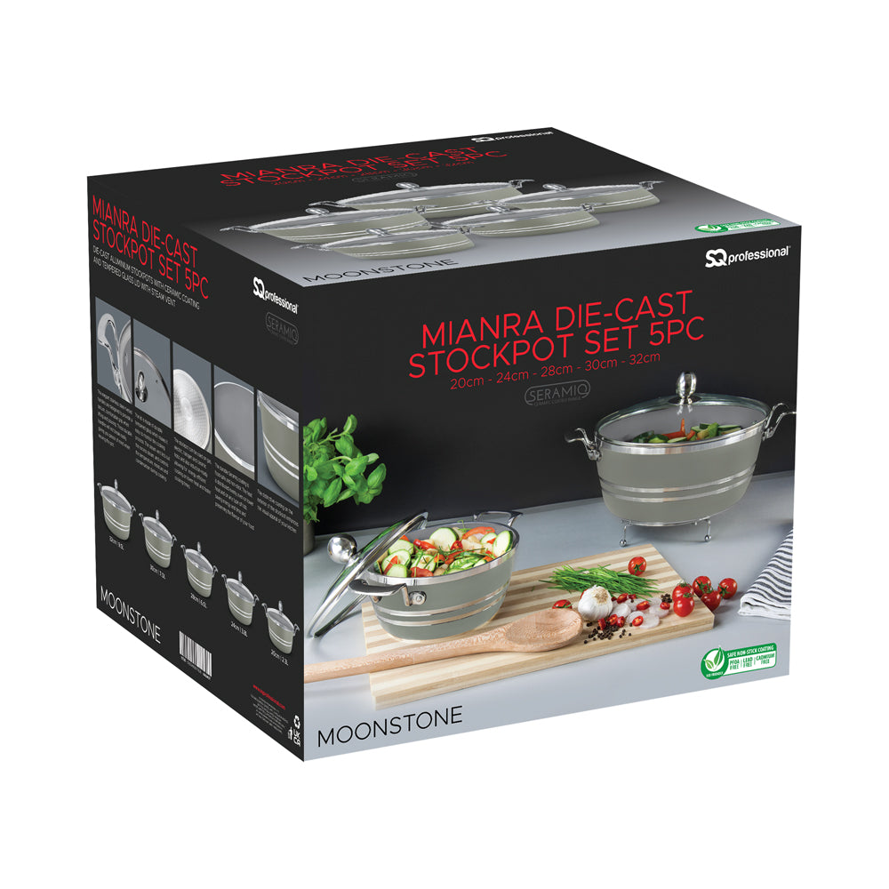 Sq Professional Seramiq Mianra Diecast Stockpot Set Of 5 Moonstone