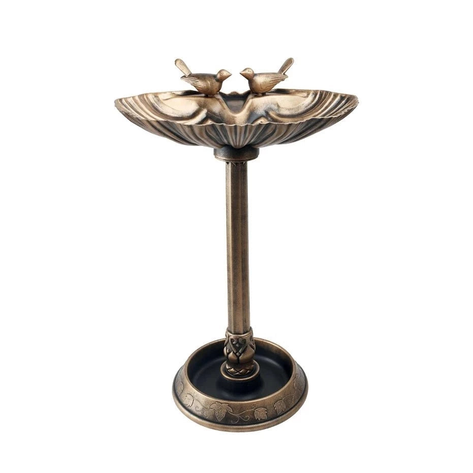 Bronze Effect Bird Bath With Bird Designs
