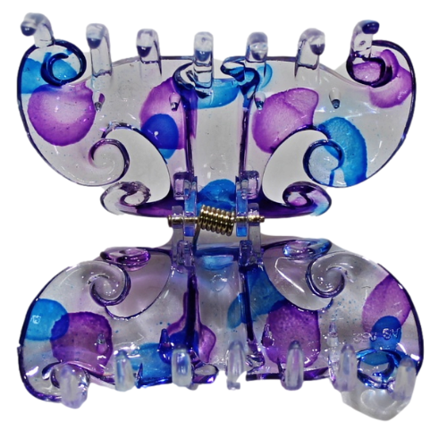 Plastic Hair Clip Claw Dotted Pattern 8 cm Assorted Colours and Designs 5983