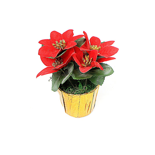 Small Plastic Christmas Poinsettia Flower Pot 1244