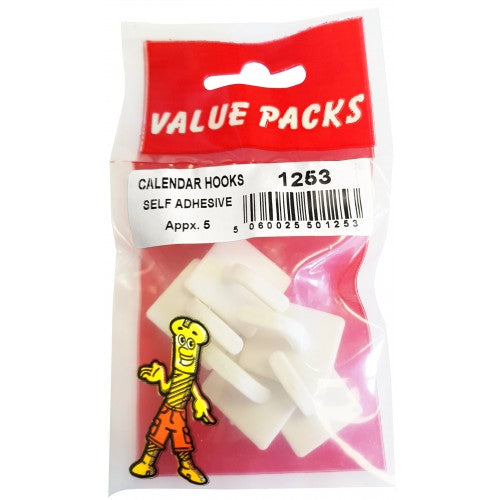 Value Pack White Calendar Hooks Pack Of 5