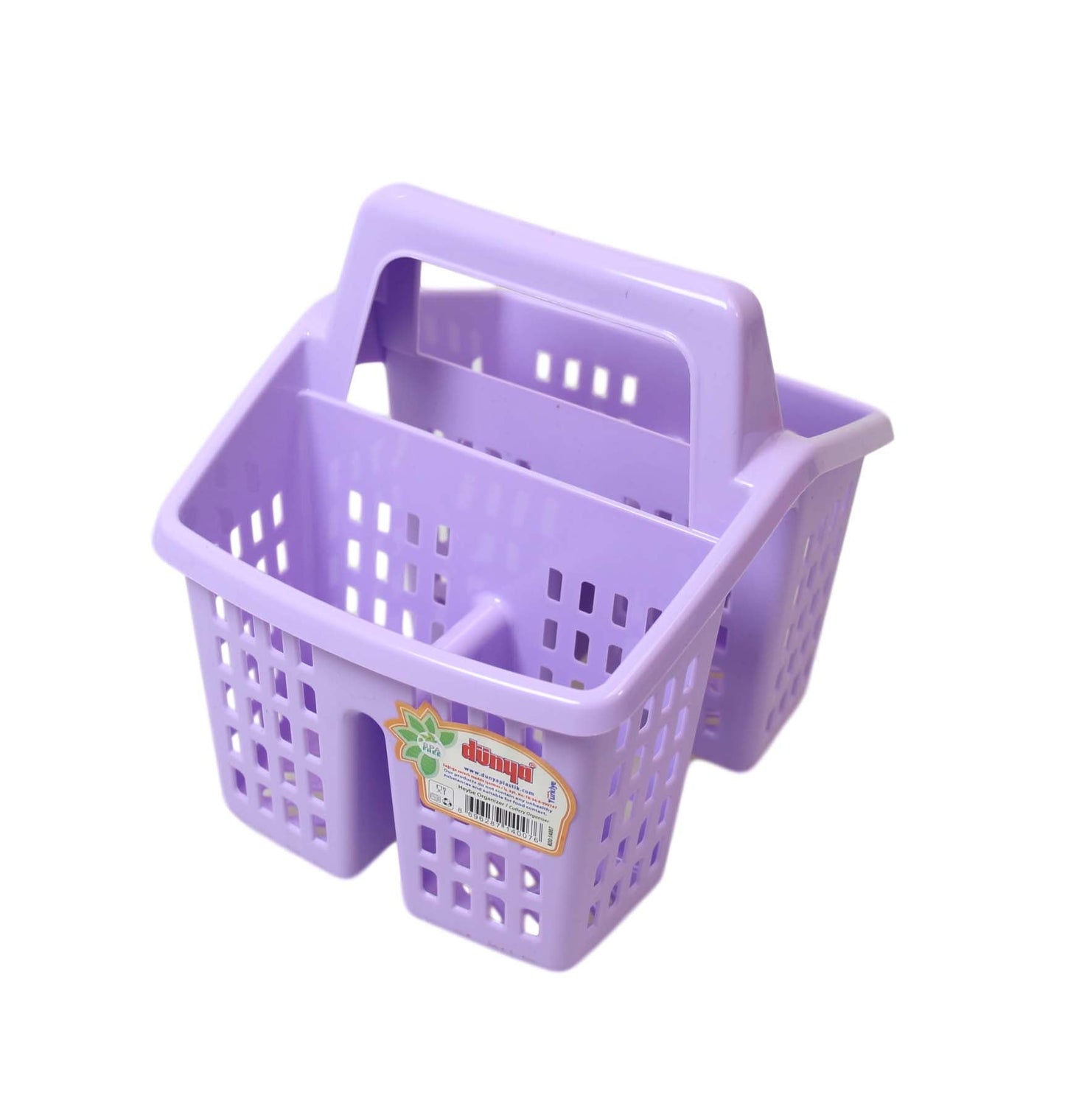 Plastic Sink Cutlery Holder 4 Sections 10 x 16 cm Assorted Colours D14007
