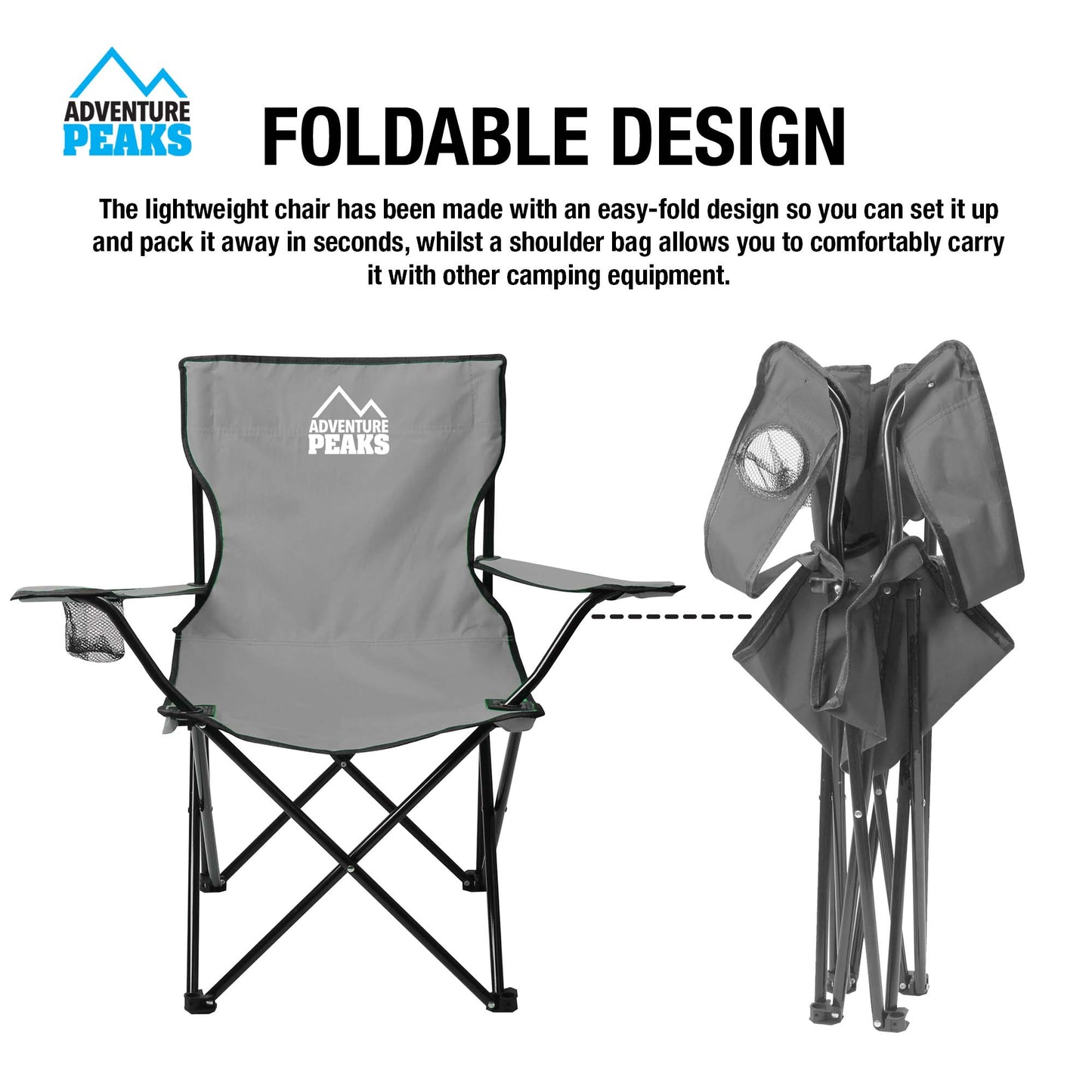 Foldable Camping Chair with Carry Bag 50 x 50 x 80 cm Grey 1433