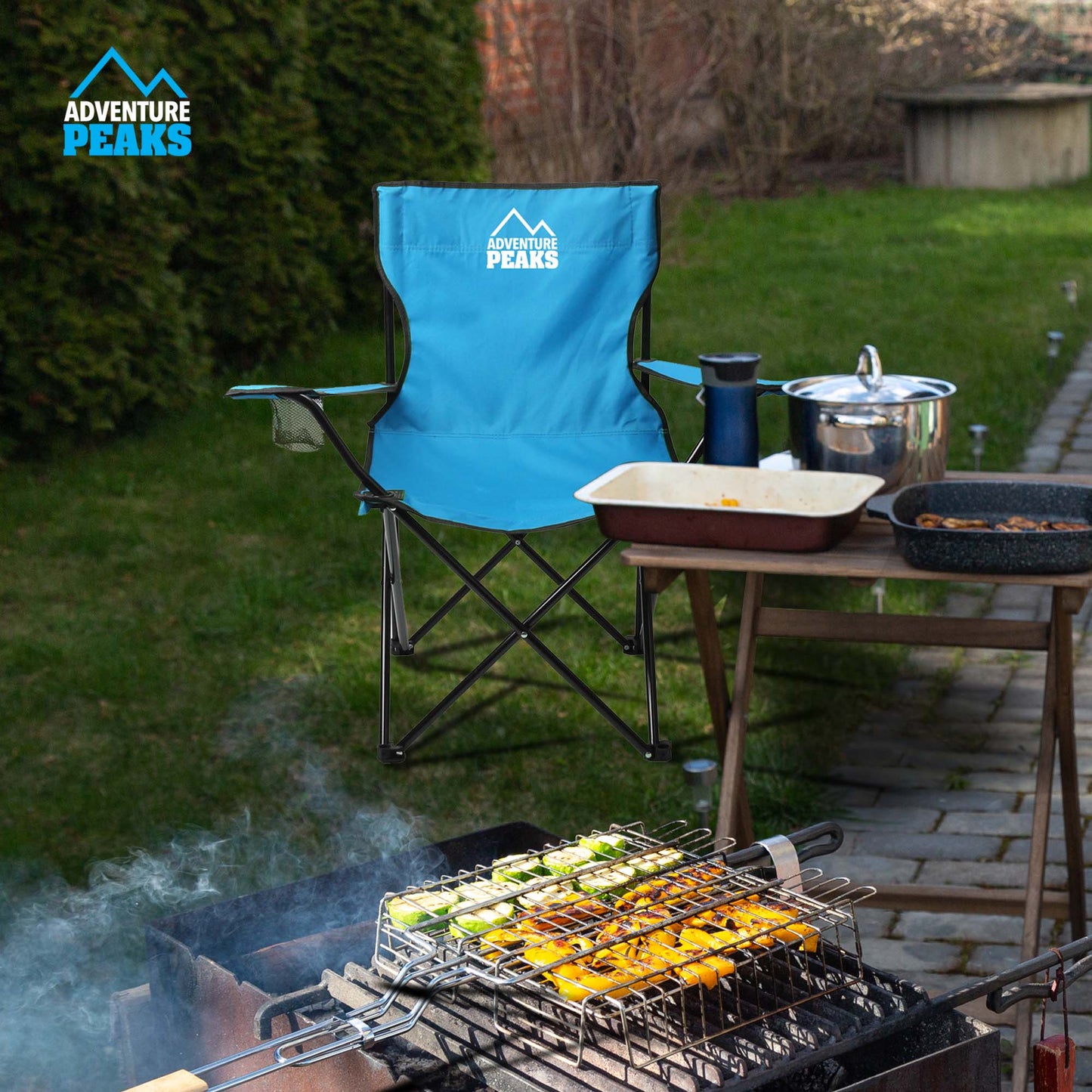 Foldable Camping Chair with Carry Bag 50 x 50 x 80 cm Blue 1435