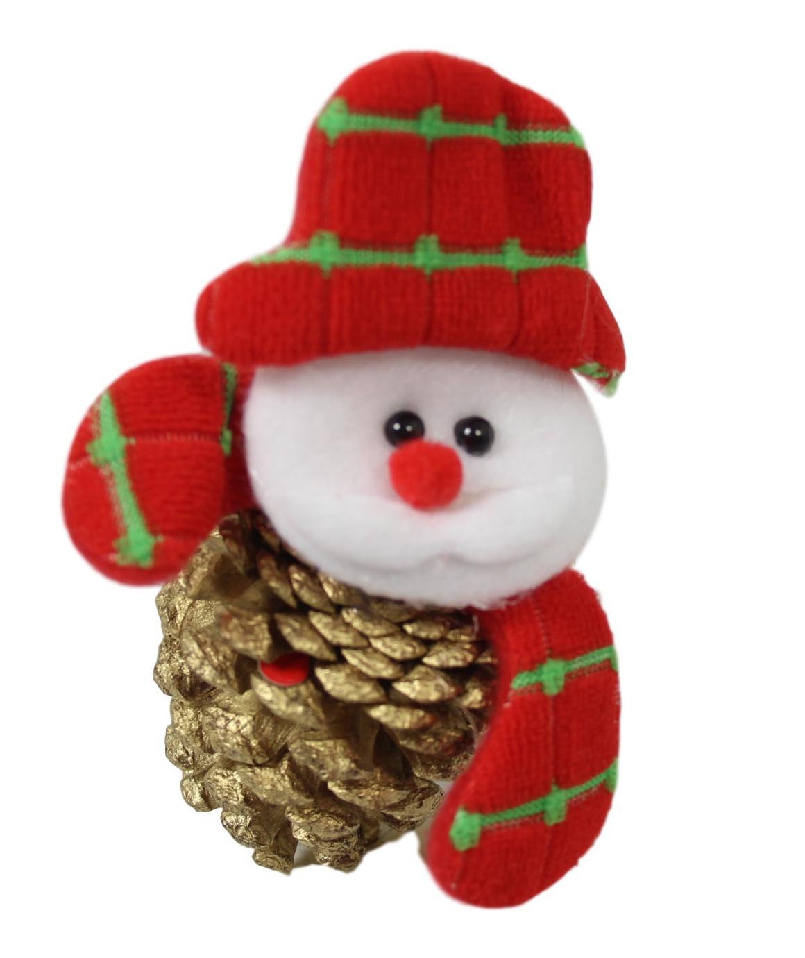 Christmas Tree Felt Decoration Snowman with Pinecone 12 cm Assorted Colours 1454