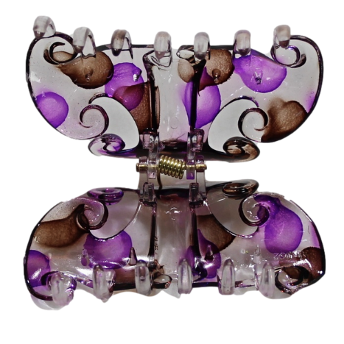 Plastic Hair Clip Claw Dotted Pattern 8 cm Assorted Colours and Designs 5983