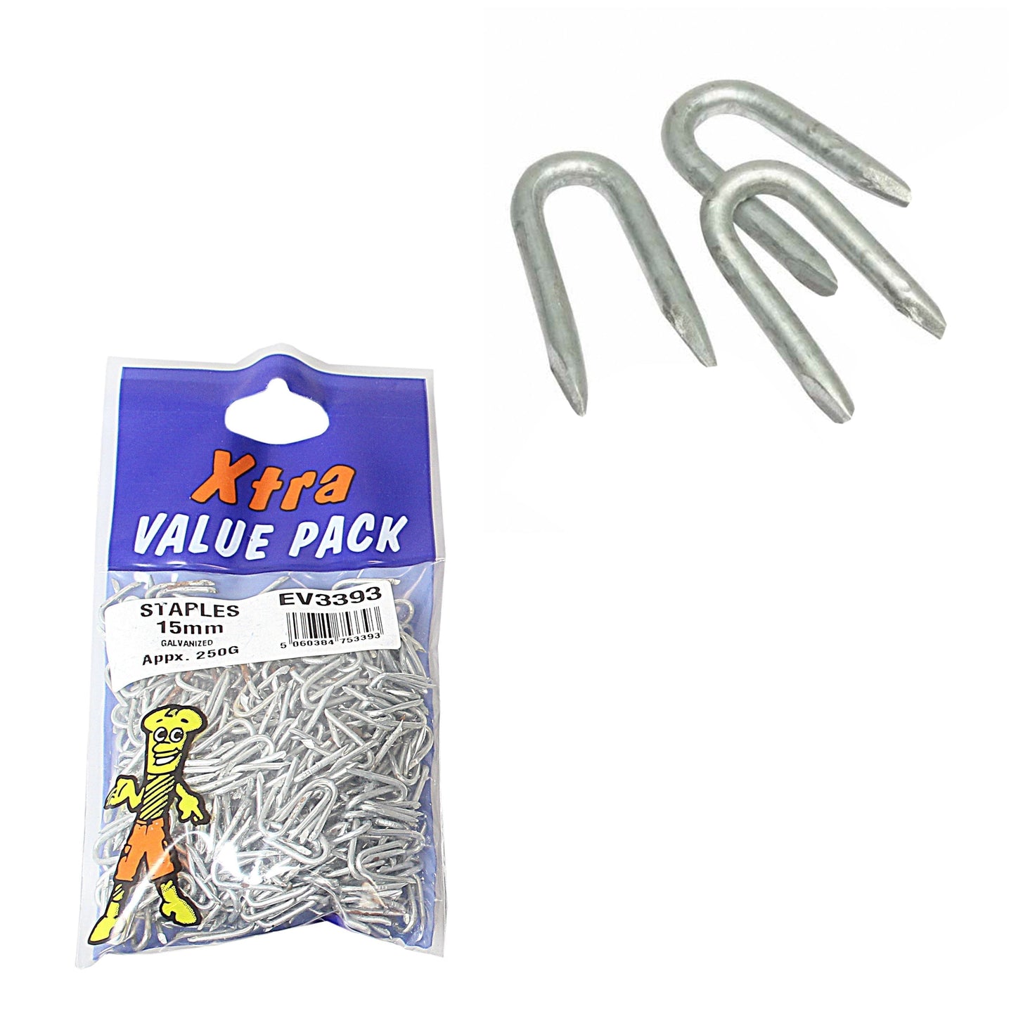 15mm Galvanised Staples Xtra Value Diy 53399