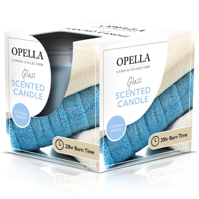 Opella Scented Candle In Glass Jar Cotton Breeze Fragrance 5 x 6.5 cm CDJARC