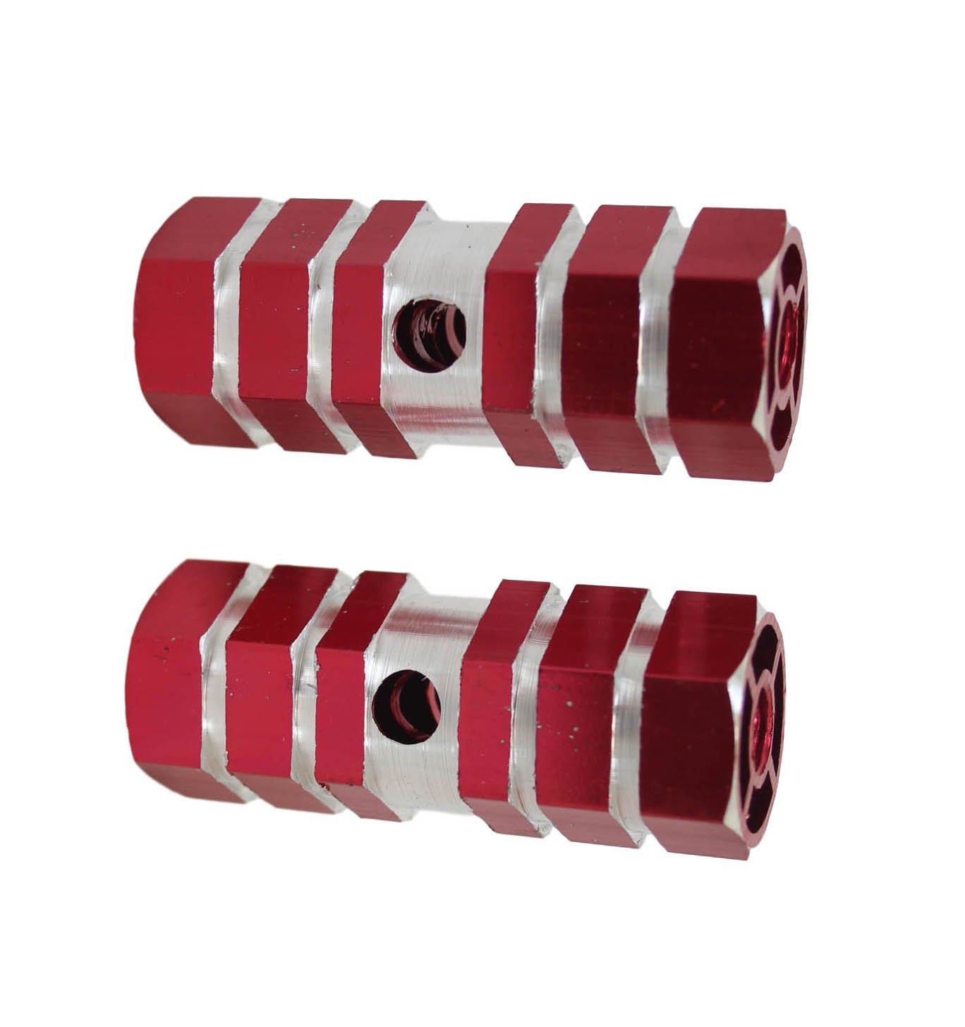 Aluminium Striped Bike Bicycle Pedal Foot Rest Axle Peg 7 X 2.3Cm Pack Of 2 Assorted Colours