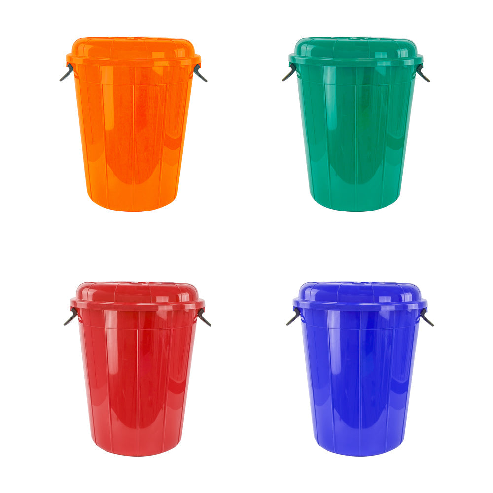 Plastic Eco Storage Drum Bin Bucket with 2 Side Handles 60L Assorted Colours 1882