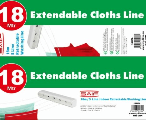 Retractable 5 Lines 18 Metre Automatic Laundry Washing Line Indoor Clothes Airer 1310 A