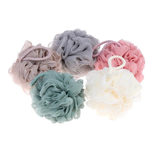 Shower Bath Mesh Puff Ball with String 10 cm Assorted Colours 7001
