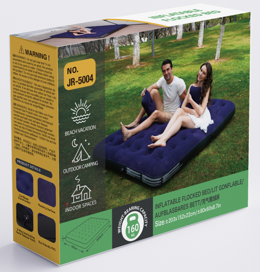 Inflatable Flocked Bed 203X152X22Cm