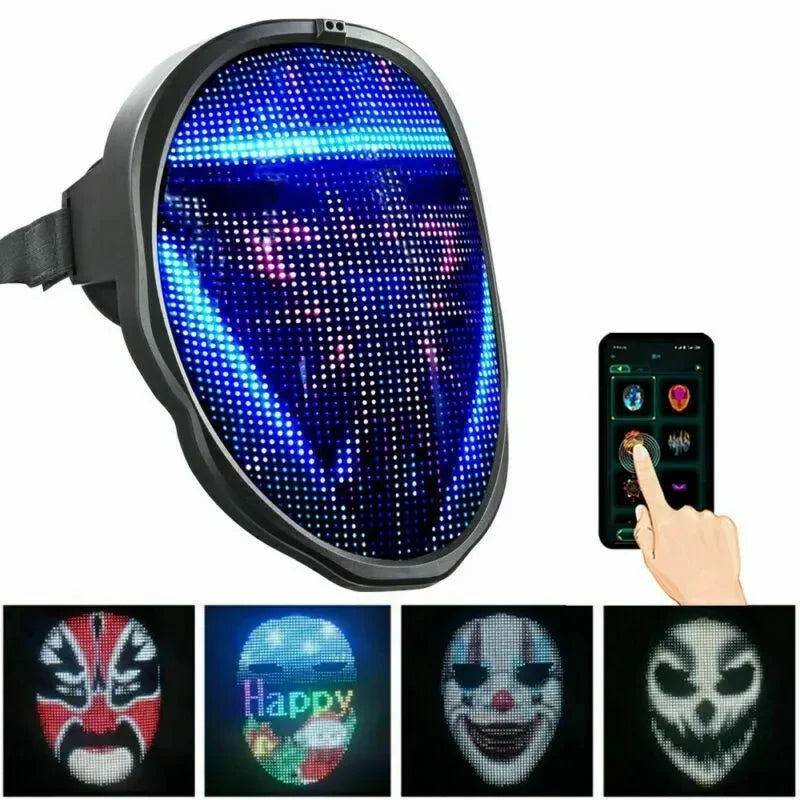 Sgm Led Full Face Mask Programmable Mask App Control Mask - Aa Battery Operated