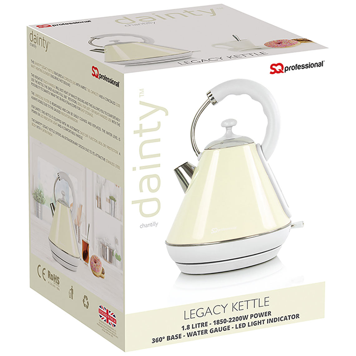 Sq Professional Dainty Legacy Kettle 1.8 Litre 2200 Watt Apple Blossom