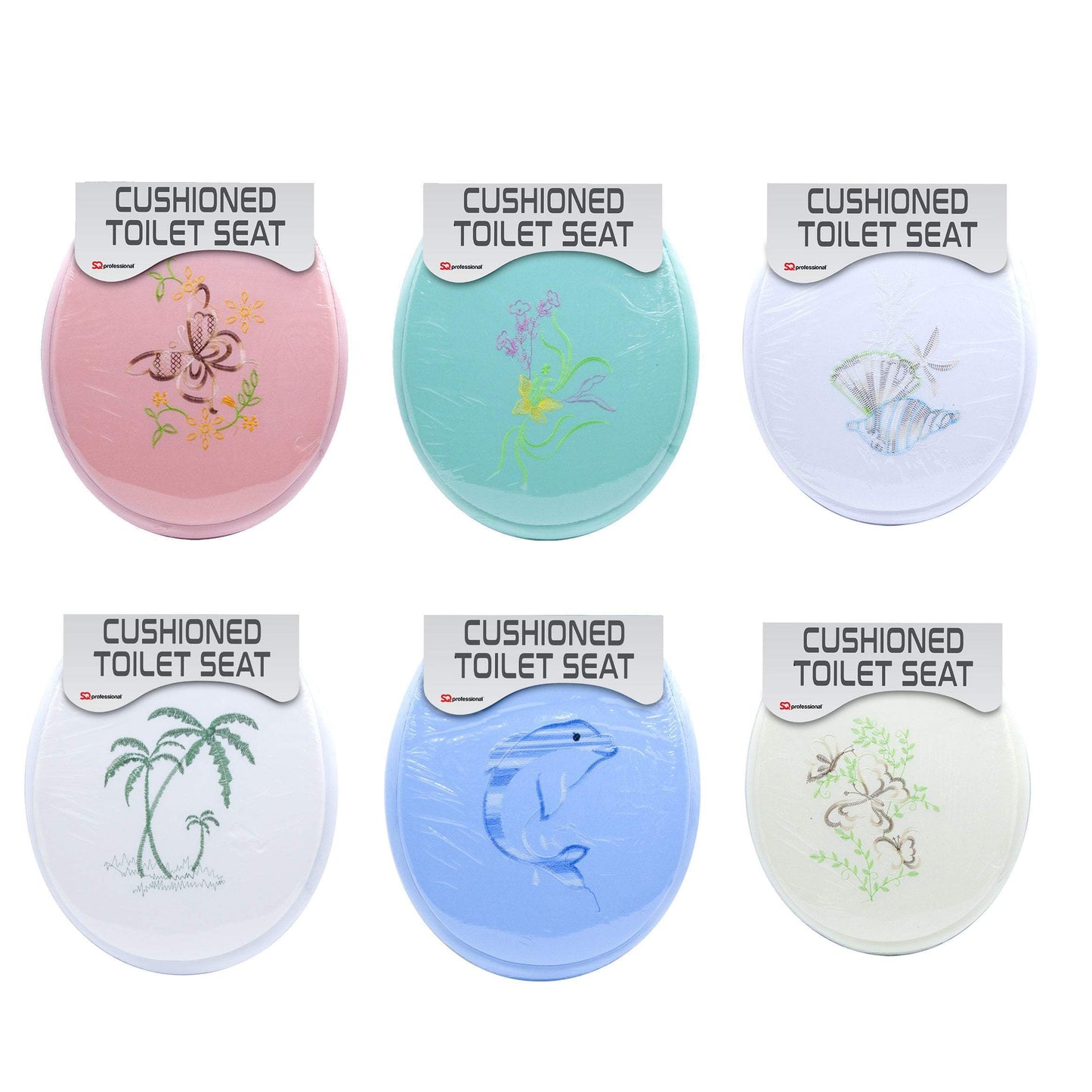 Cushioned Toilet Seat with Embroidery Design Assorted Designs and Colours 2024