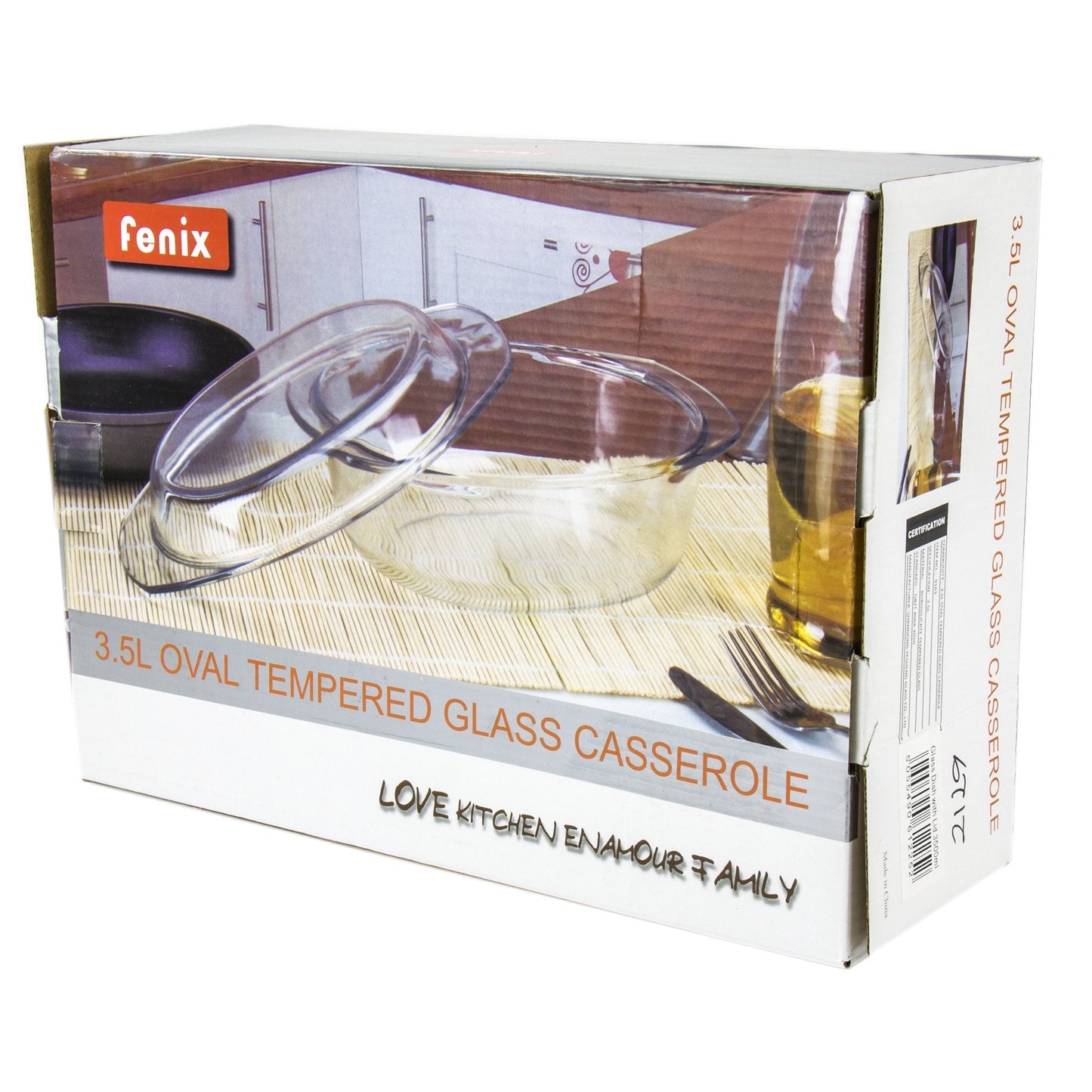 Rectangular Casserole Tempered Glass Curry Stock Pot With Lids 3.5 Litre 2129