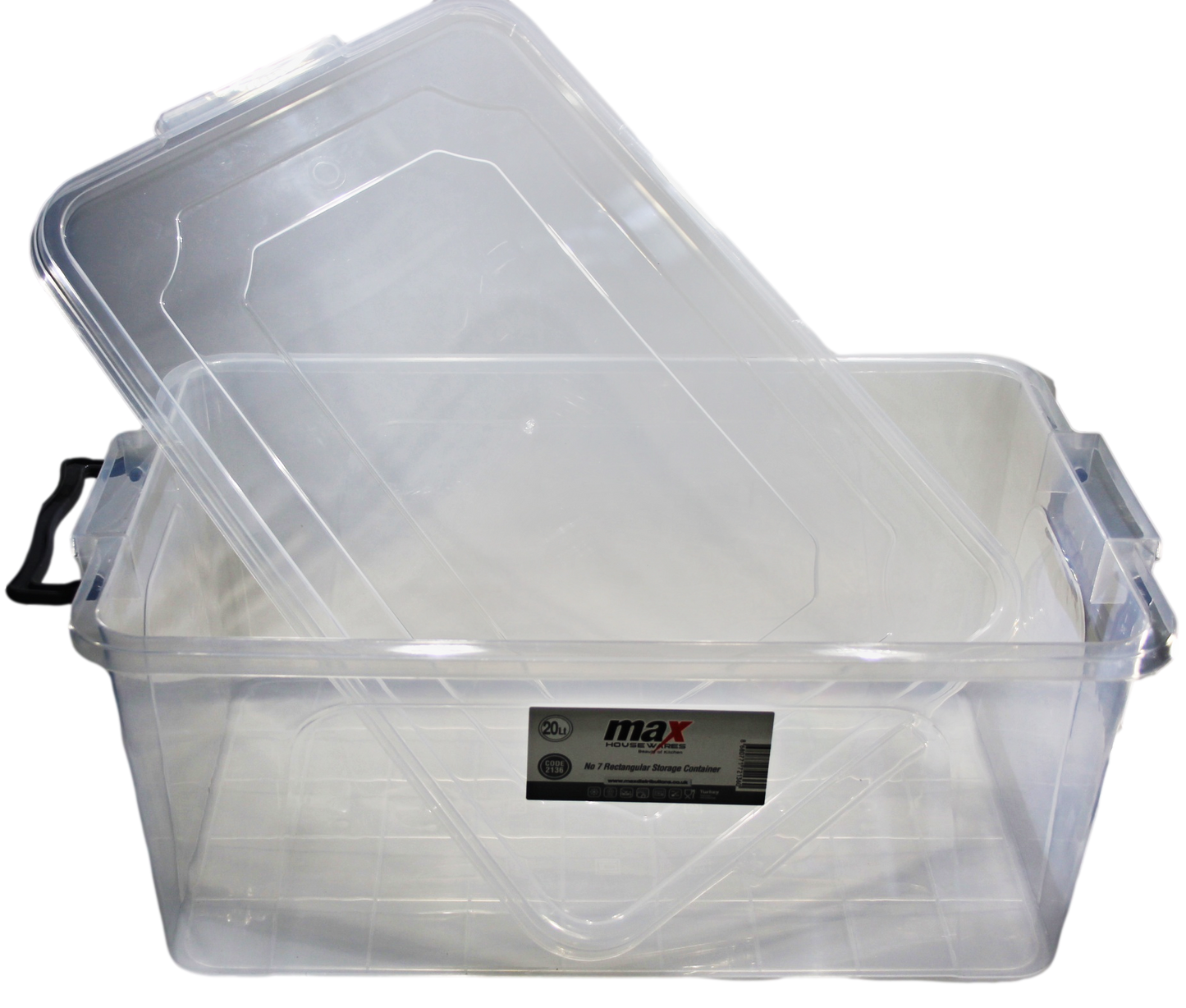 Clear Plastic Rectangle Storage Box 20 Litre 47 x 30 x 20 cm 2136
