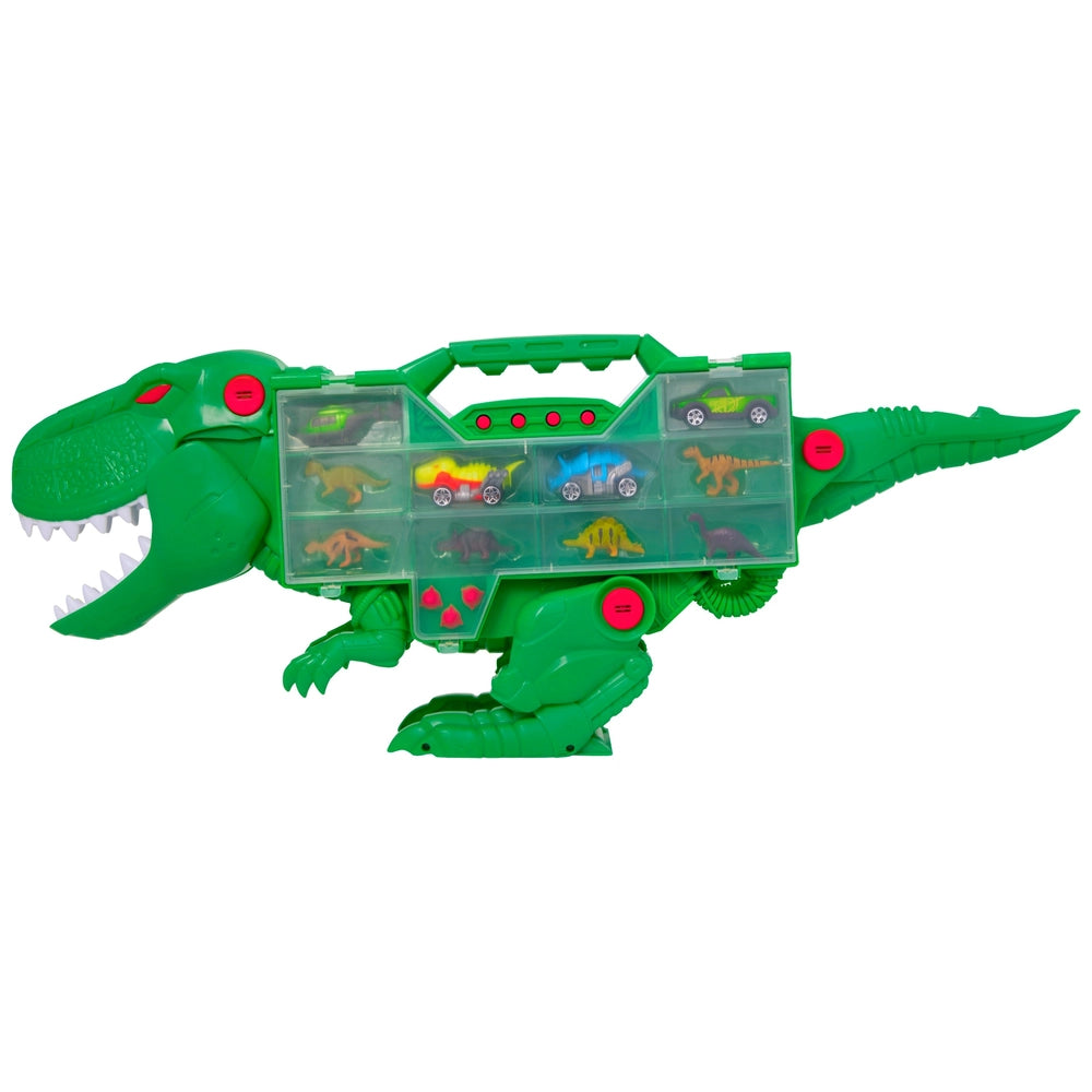 T-Rex Transporter Carry Case with Cars Teamsterz Beast Machines Playset