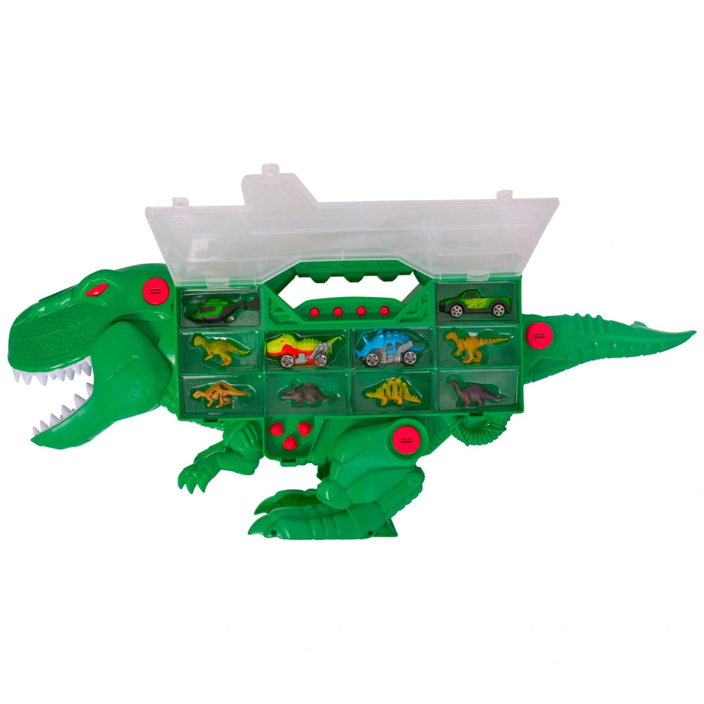 T-Rex Transporter Carry Case with Cars Teamsterz Beast Machines Playset