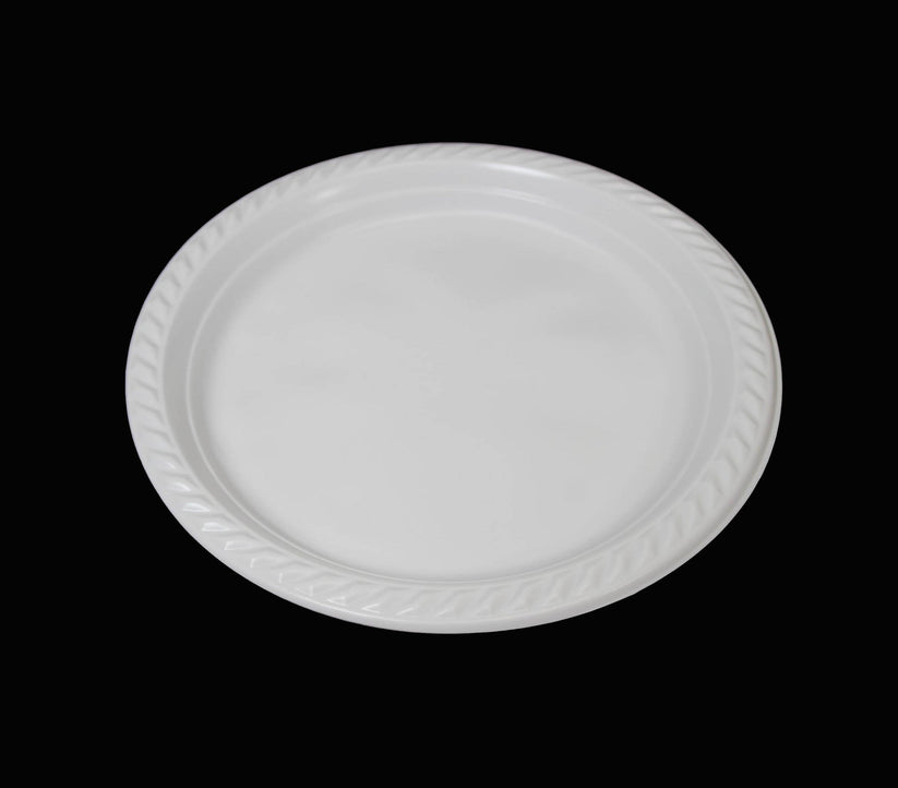 9" Reusable White Plastic Plate Pack of 12 THL2460