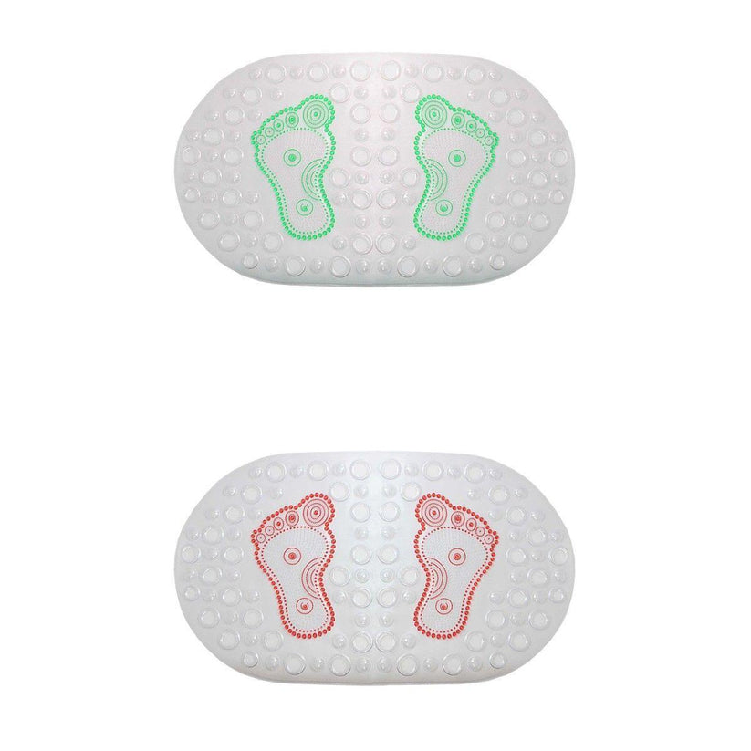 Frosted Oval Anti-Slip Bathroom Shower Bath Mat with Feet Design 66 x 35 cm Assorted Colours 6992