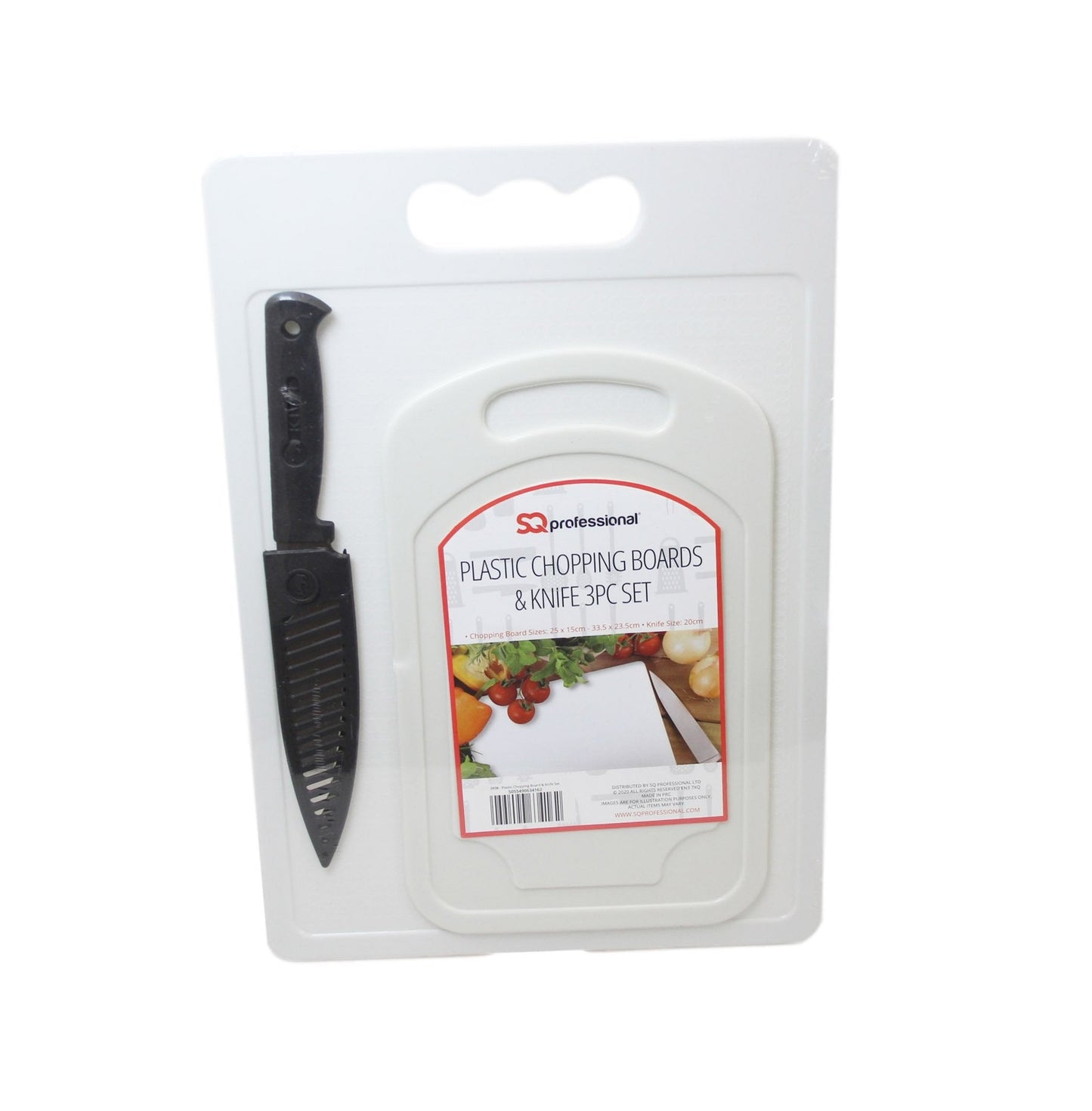 3 Pack Smart Kitchen Kit 2 Chopping Board With 1 Knife Assorted Colours 2938 / 9811