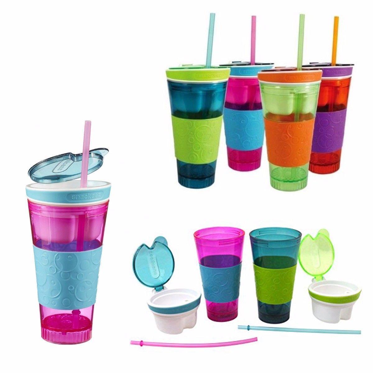 2 In 1 Plastic Travel Snack & Drink Cup Assorted Colours 3892