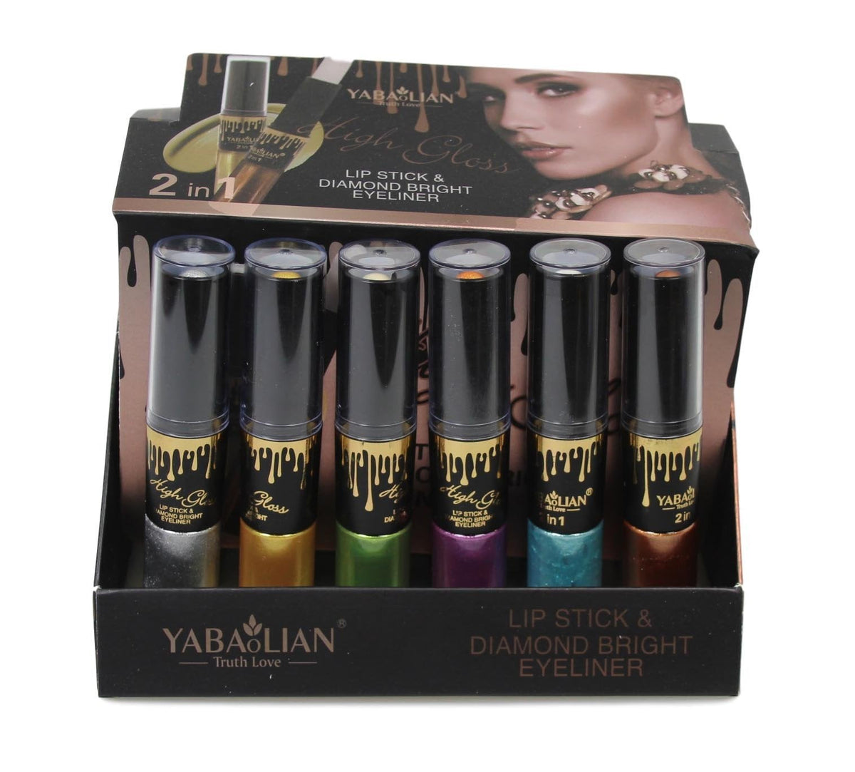 2 In 1 High Gloss Lipstick And Diamond Bright Eyeliner Assorted Colours
