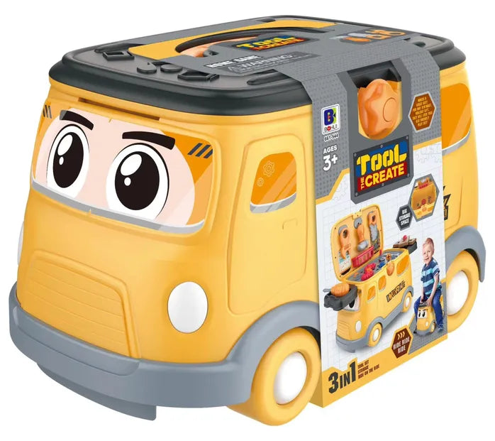 3 In 1 The Tool Create Bus, Tool Set, Storage &Amp; Ride On The Ride