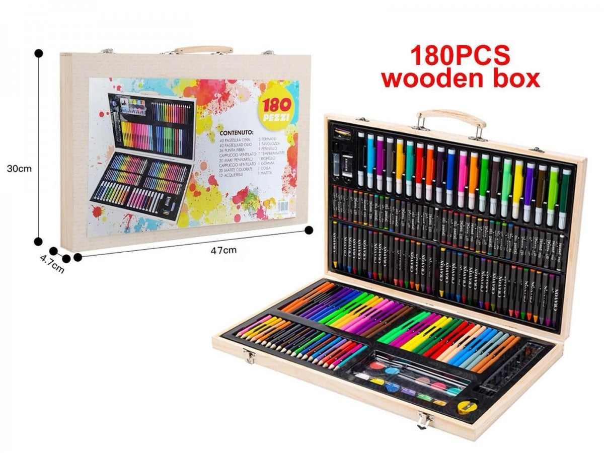 180Pcs Wooden Stationary Case