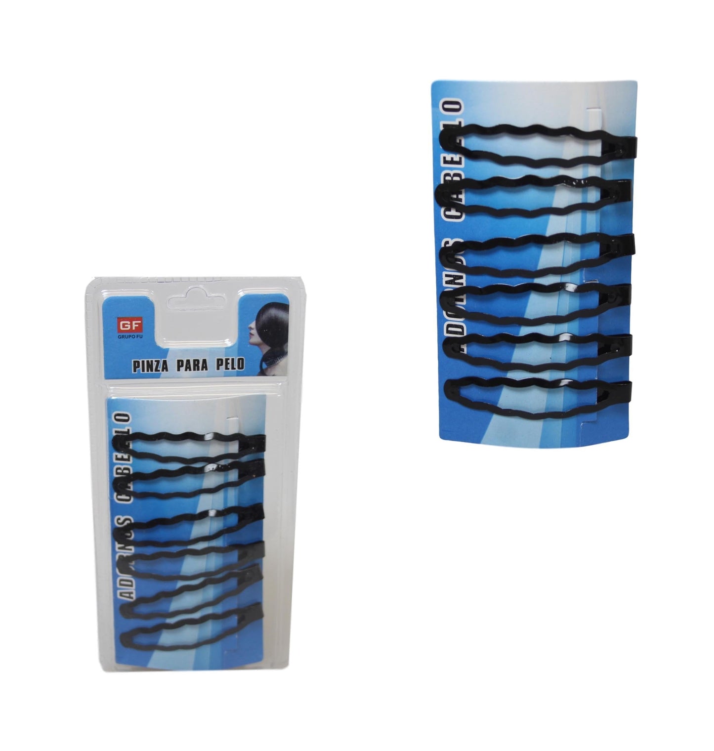 Black Wavy Hair Clips 6 cm Pack of 6 3121